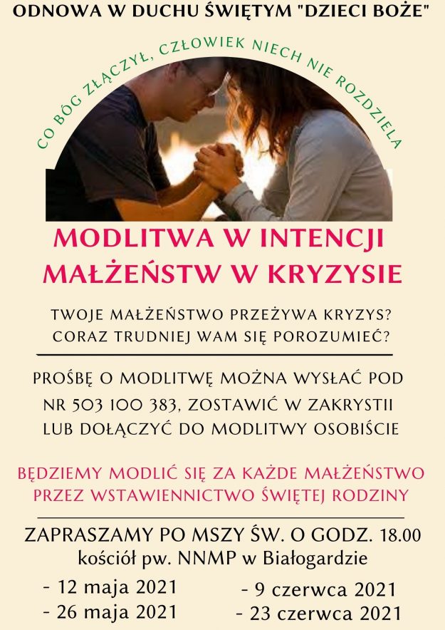 MODLITWA W INTENCJI MAŁŻEŃSTW W KRYZYSIE (1)